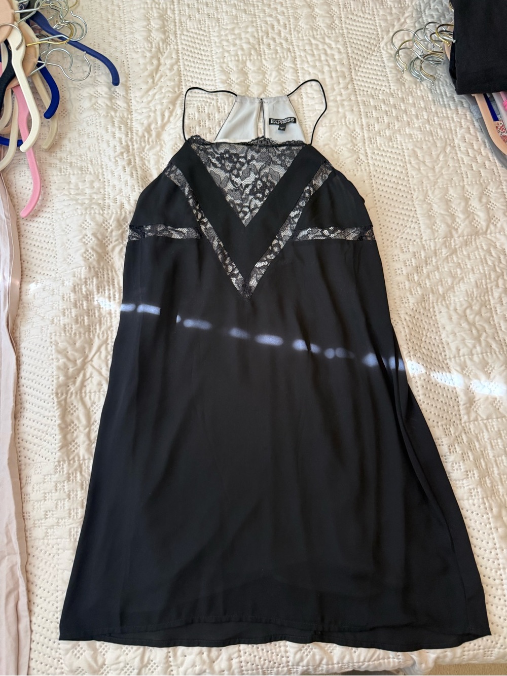 Express Black Lace-Trim Slip dress